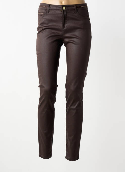 Pantalon slim stretch taille normale marron MORGAN femme