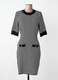 Robe mi-longue imprimé fantaisie manches courtes noir MORGAN femme