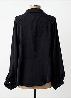 Blouse tissage popeline manches longues noir UNIKA femme