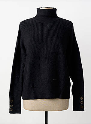 Pull col roulé coupe droite manches longues noir TIFFOSI femme