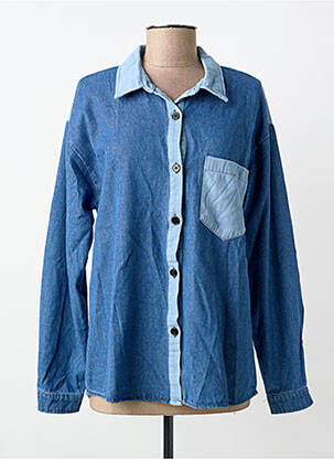 Chemisier coupe droite manches longues bleu ANDY & LUCY femme