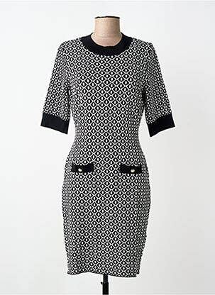Robe mi-longue imprimé fantaisie manches courtes noir MORGAN femme