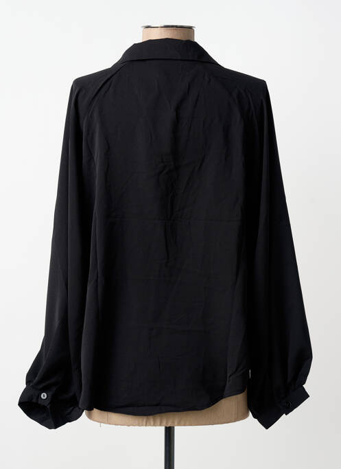 Blouse poignets boutonnés avec fente manches longues noir UNIKA femme