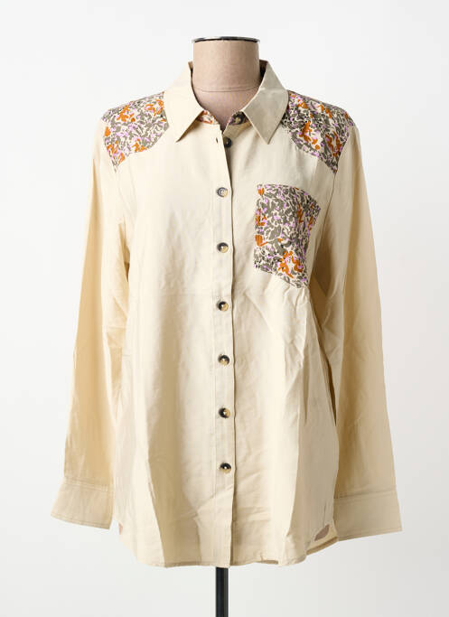 Chemisier imprimé fantaisie manches longues beige KAPORAL femme