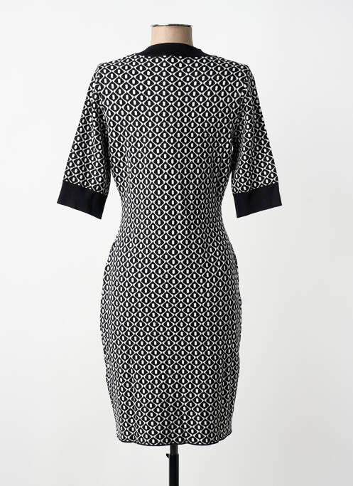 Robe mi-longue imprimé fantaisie manches courtes noir MORGAN femme