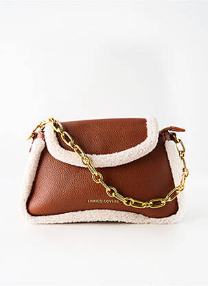 Sac coutures renforcées forme rectangulaire marron ENRICO COVERI femme