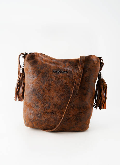 Sac fermeture zippée forme carré marron FLORA & CO femme