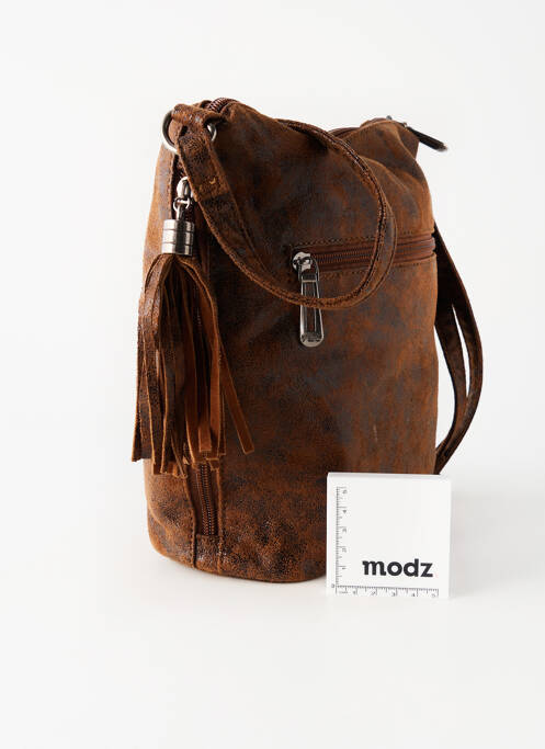 Sac fermeture zippée forme carré marron FLORA & CO femme
