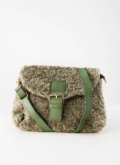 Sac fermeture rabat clipsé forme rectangulaire vert INES DELAURE femme