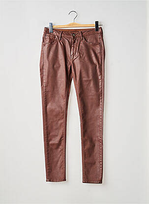 Pantalon slim tissage enduit taille normale marron REIKO femme