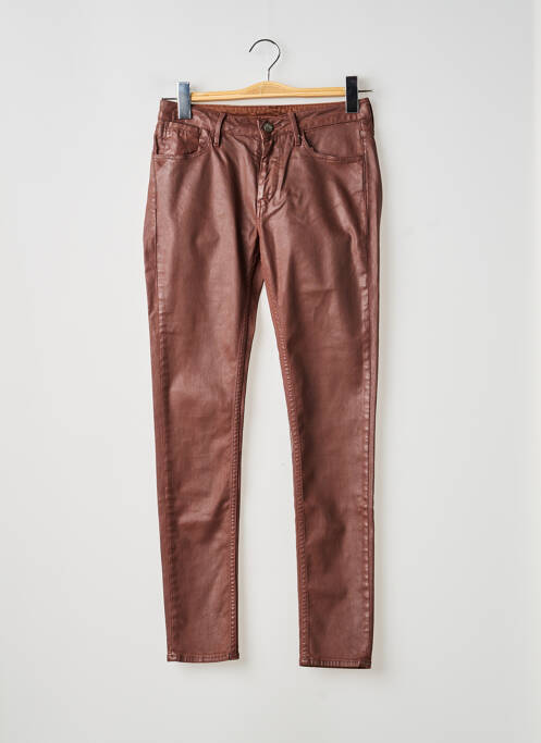 Pantalon slim tissage enduit taille normale marron REIKO femme