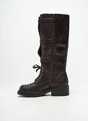 Bottes tissage satiné talon de 4 à 6cm marron LADY GLORY femme