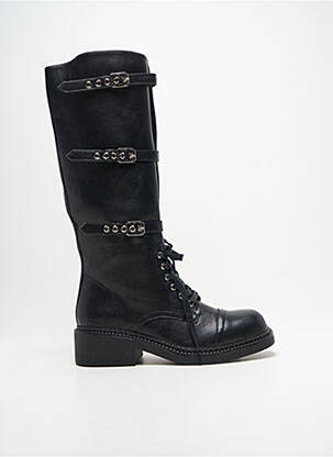 Bottes tissage satiné talon de 4 à 6cm noir LADY GLORY femme