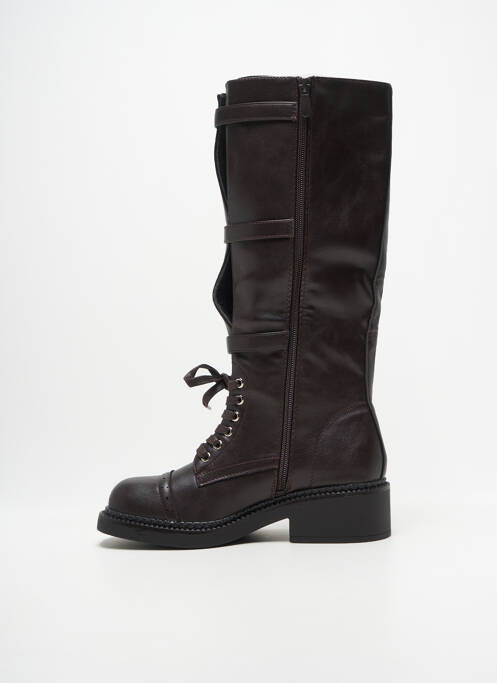 Bottes tissage satiné talon de 4 à 6cm marron LADY GLORY femme