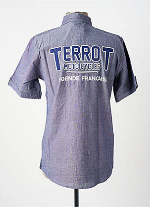 Chemise manches courtes coupe cintrée bleu TERROT homme