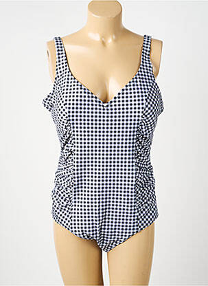 Maillot de bain 1 pièce effet matière satinée haut triangles noir DAMART femme