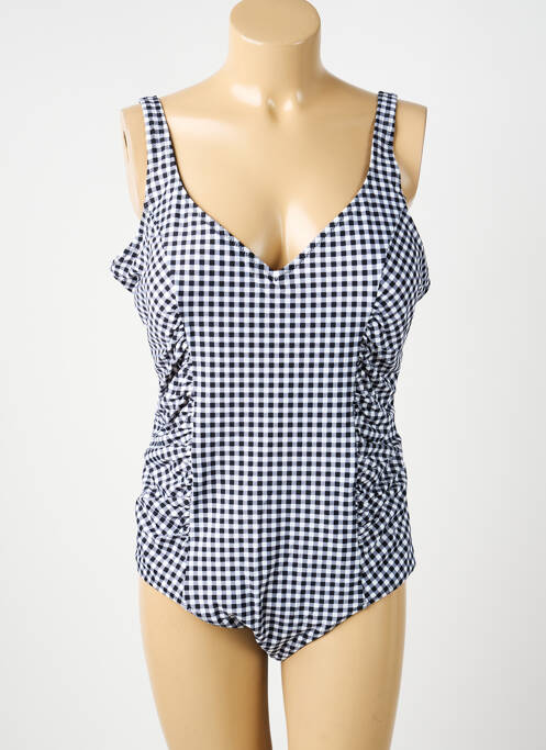 Maillot de bain 1 pièce effet matière satinée haut triangles noir DAMART femme