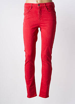 Jeans coupe slim stretch taille haute rouge DESIGUAL femme