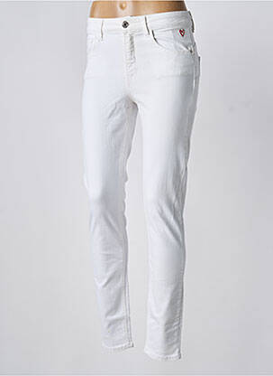 Jeans coupe slim stretch taille haute blanc DESIGUAL femme