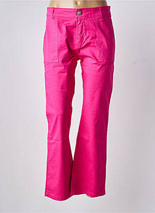 Pantalon droit tissage popeline taille normale rose BISCOTE femme