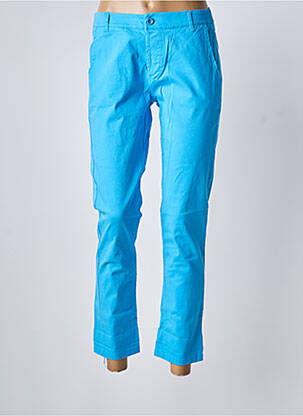 Pantalon chino tissage popeline taille normale bleu BISCOTE femme