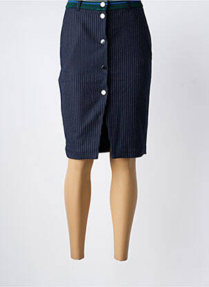Jupe mi-longue coupe droite bleu I.CODE (By IKKS) femme