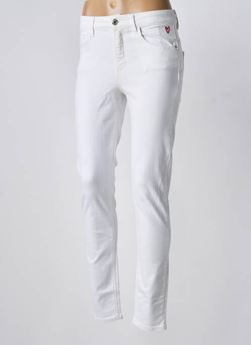 Jeans coupe slim stretch taille haute blanc DESIGUAL femme