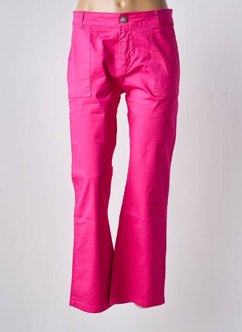 Pantalon droit tissage popeline taille normale rose BISCOTE femme