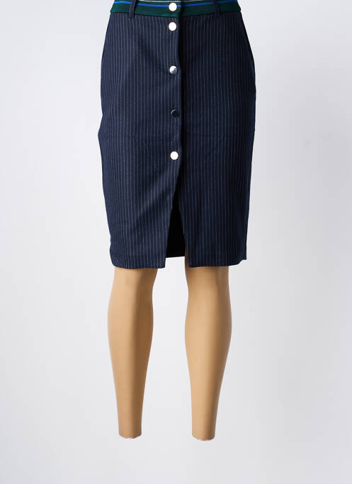 Jupe mi-longue coupe droite bleu I.CODE (By IKKS) femme