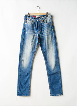 Jeans coupe slim effet usé délavé taille normale bleu PLEASE femme