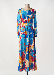 Robe longue manches longues manches longues bleu LA CROISETTE femme