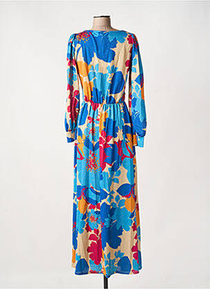 Robe longue manches longues manches longues bleu LA CROISETTE femme