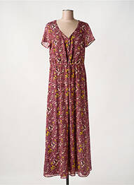 Robe longue imprimé fleurs manches courtes rose I.CODE (By IKKS) femme