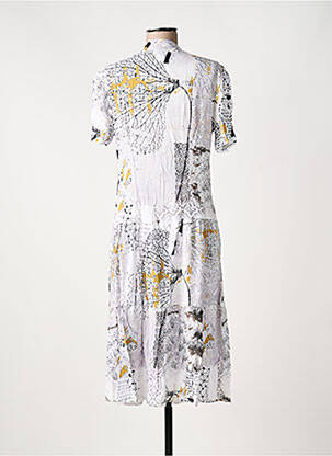 Robe mi-longue imprimé fantaisie manches courtes blanc DOLCEZZA femme