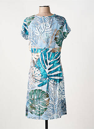 Robe mi-longue manches courtes manches courtes bleu DOLCEZZA femme