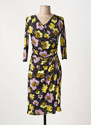 Robe mi-longue imprimé fleurs manches 3/4 noir EGERIE femme