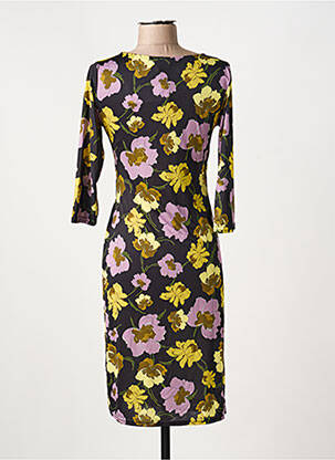 Robe mi-longue imprimé fleurs manches 3/4 noir EGERIE femme