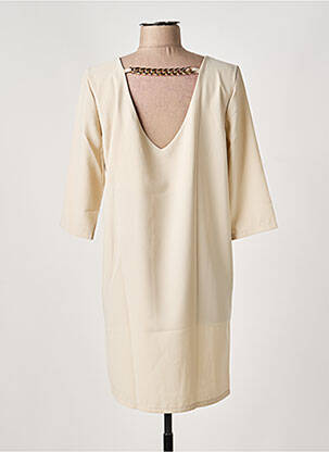 Robe courte manches 3/4 manches 3/4 beige LA CROISETTE femme
