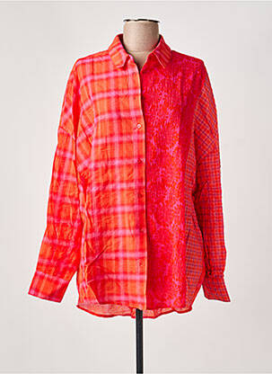 Chemisier coupe droite manches longues orange DESIGUAL femme