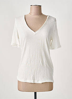 T-shirt col v manches courtes beige I.CODE (By IKKS) femme