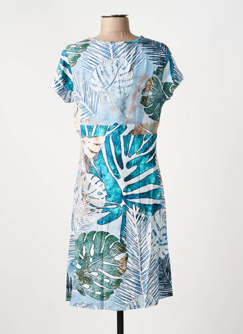 Robe mi-longue manches courtes manches courtes bleu DOLCEZZA femme