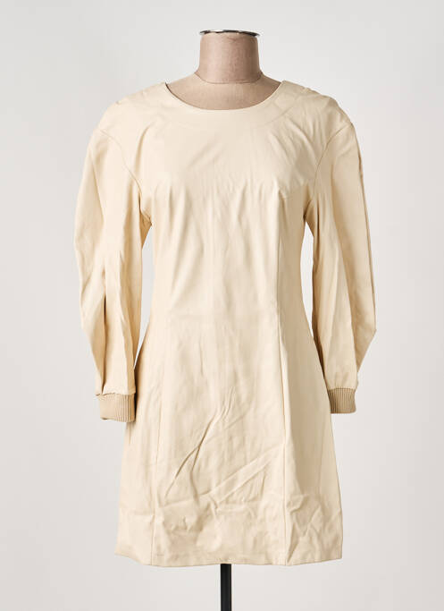 Robe courte fermeture zippée au dos manches longues beige IMPERIAL femme