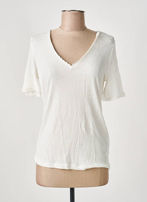 T-shirt col v manches courtes beige I.CODE (By IKKS) femme