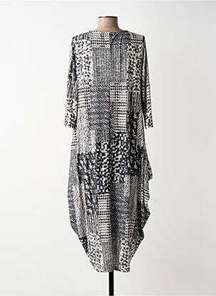 Robe mi-longue manches 3/4 manches 3/4 gris FIFILLES femme