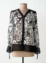 Chemisier imprimé fleurs manches longues noir FRED SABATIER femme