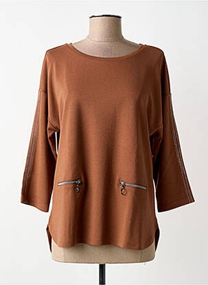 Top tissage crêpe manches 3/4 marron BETTY BARCLAY femme