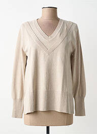 Pull stretch manches longues beige SCORZZO femme