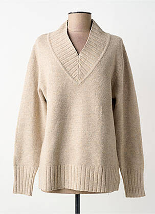 Pull coupe cintrée manches longues beige SCORZZO femme