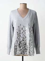 Pull tissage chiné manches longues gris SCORZZO femme