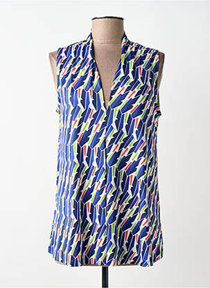 Top tissage jersey sans manche bleu SCORZZO femme